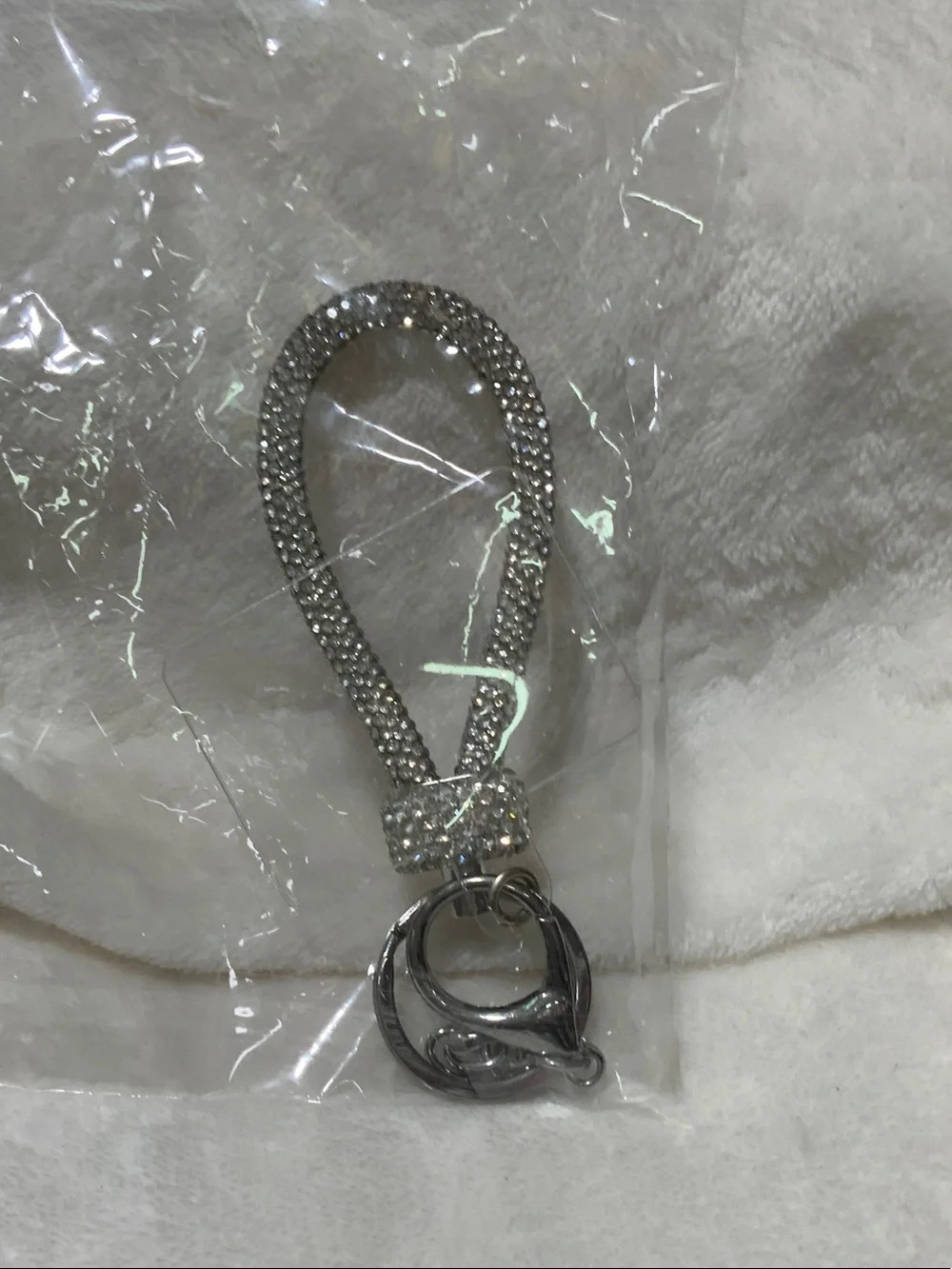 Rhinestone Loop Keychain - Silver